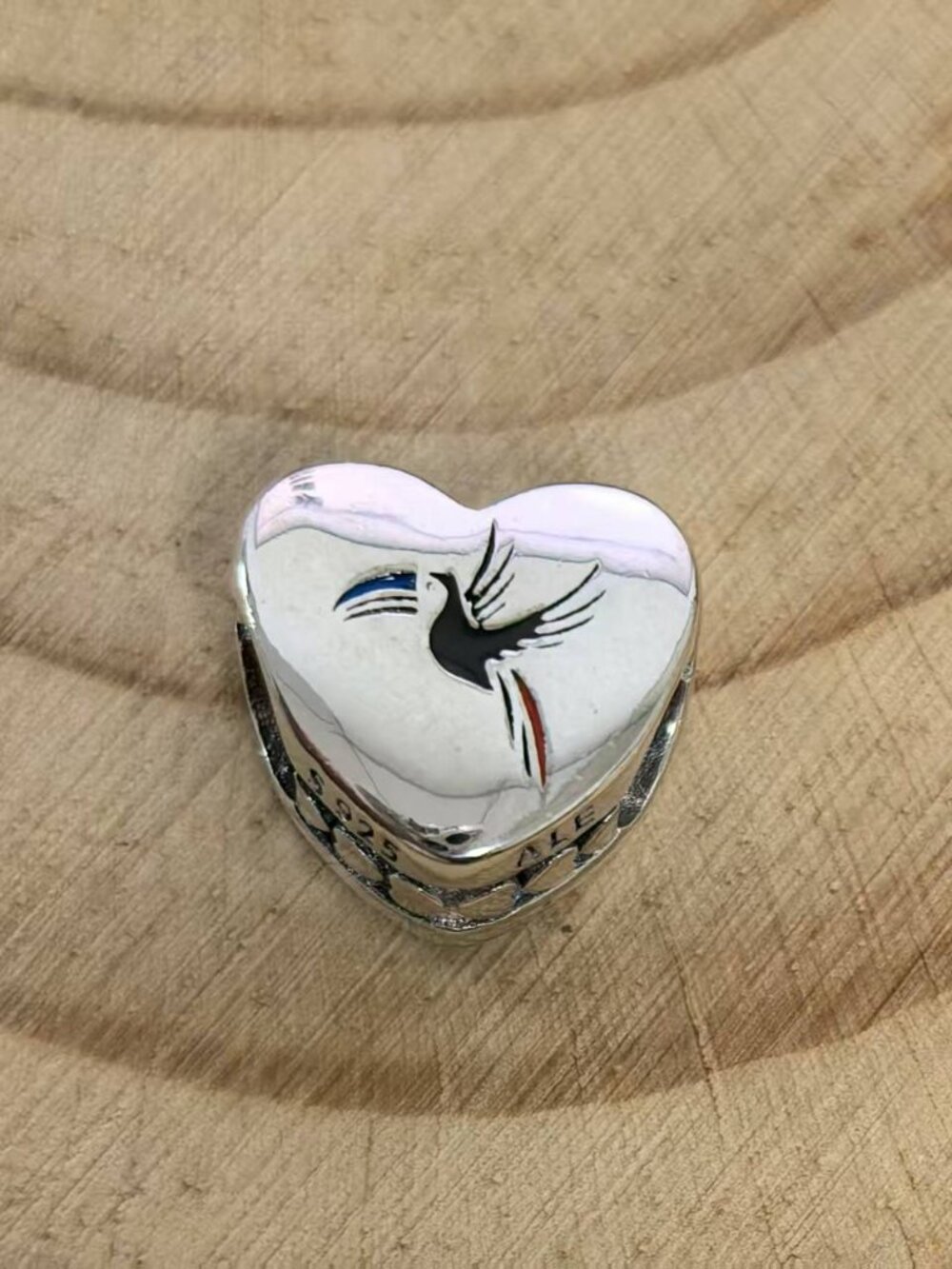 Pandora Belize Rainbow-billed Toucan Heart Bead Charm, S925 Silver Jewelry